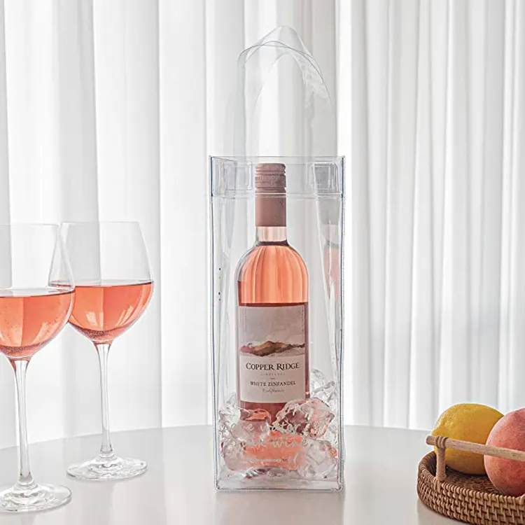 Saco de PVC transparente para garrafa de vinho