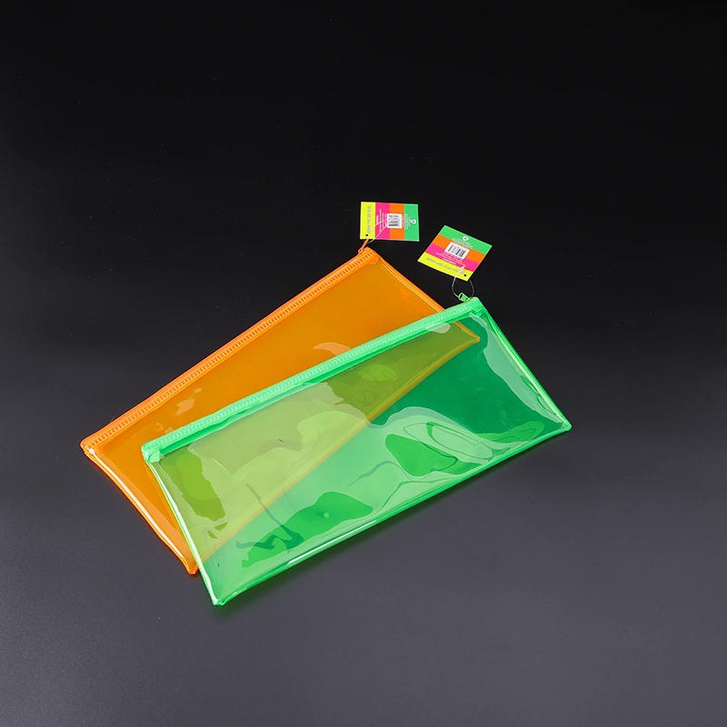 Saco transparente com zíper em PVC colorido