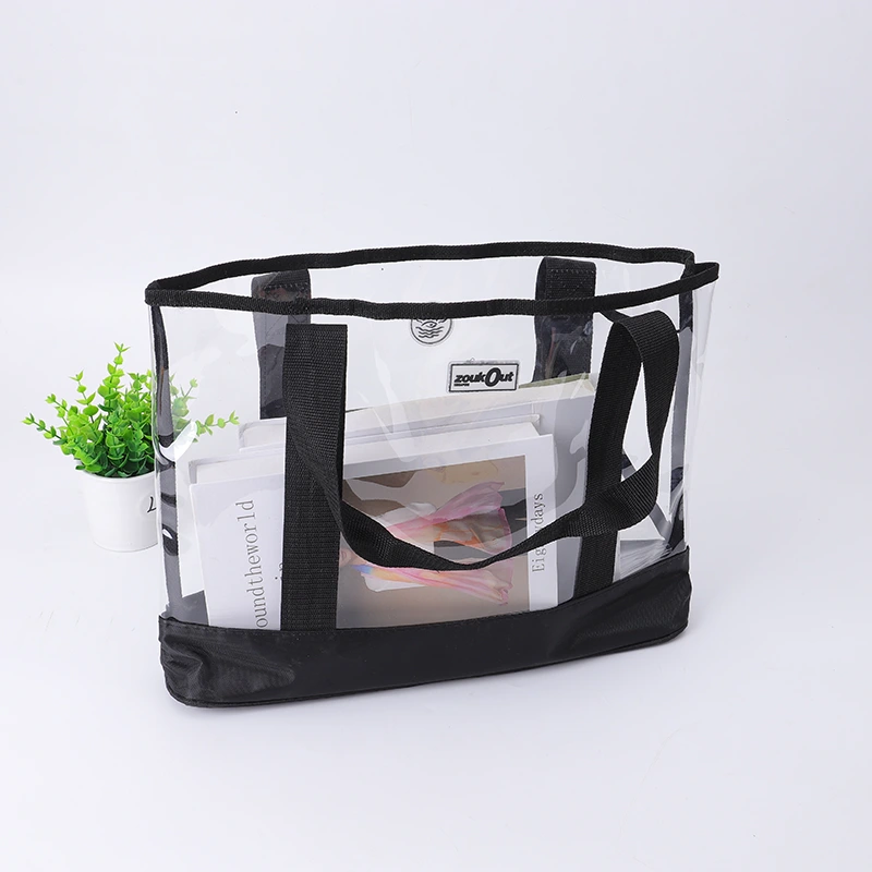 Sacola de compras em PVC com borda preta