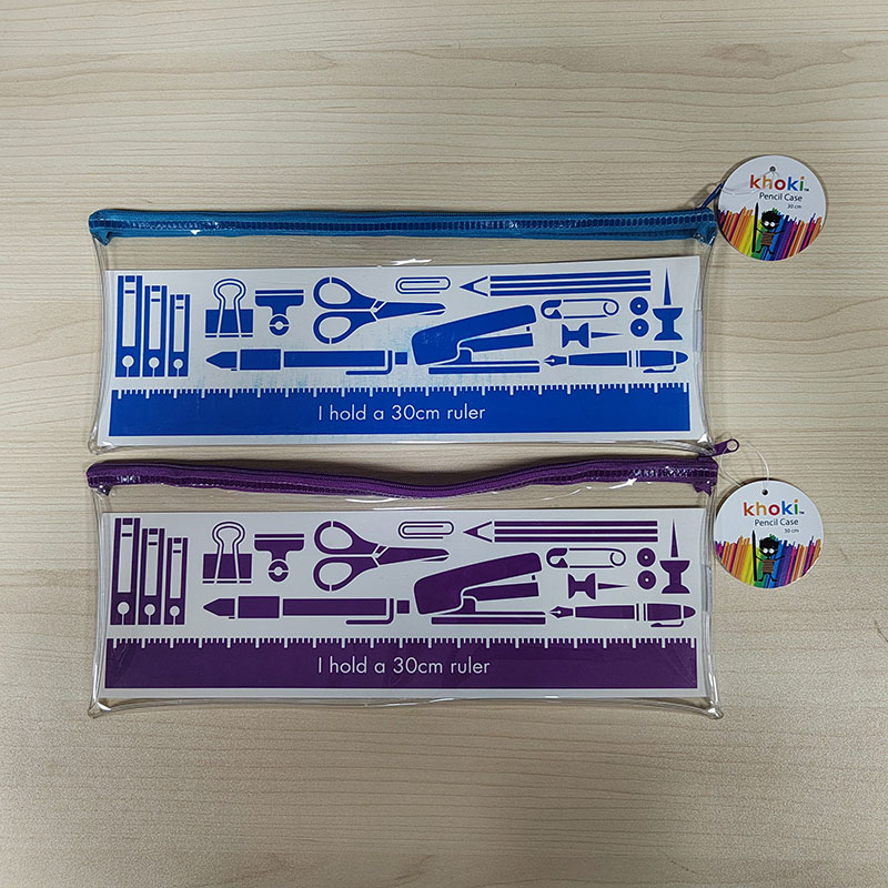 Bolsa com zíper para papelaria em PVC