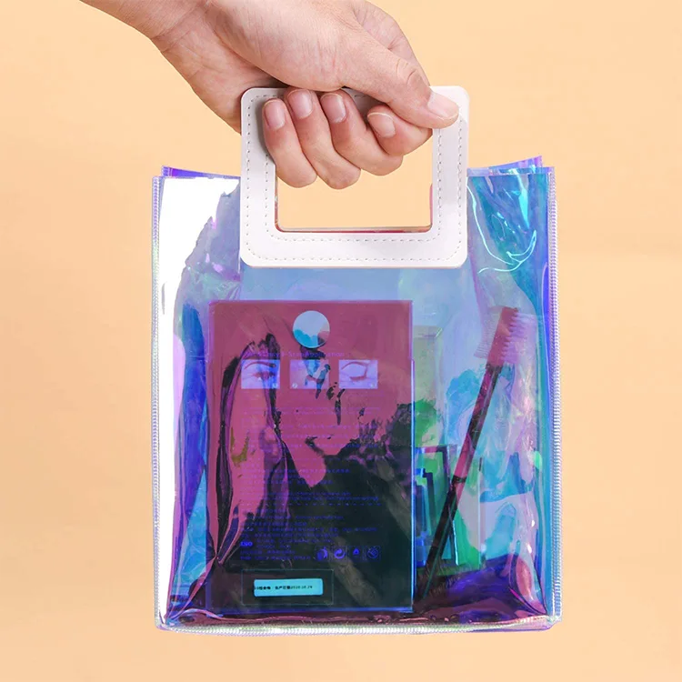 Sacola de compras transparente transparente em PVC