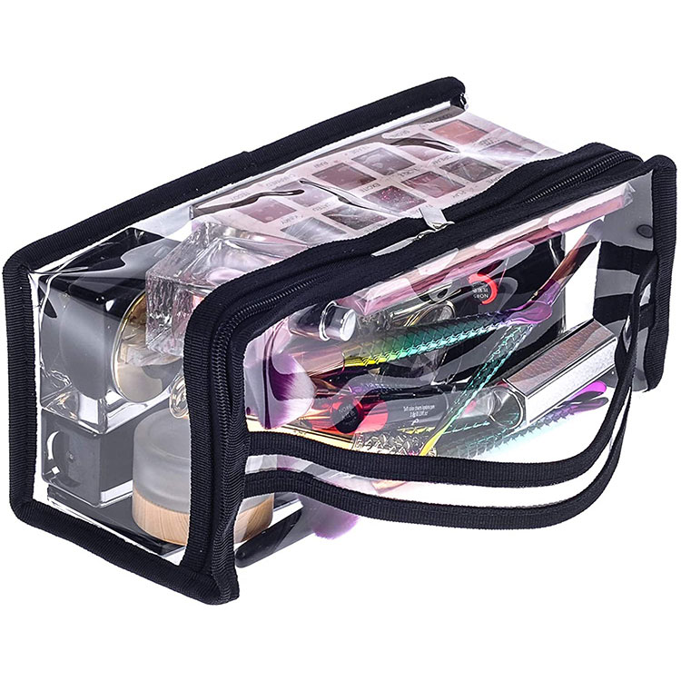 Bolsa cosmética transparente de PVC com alça