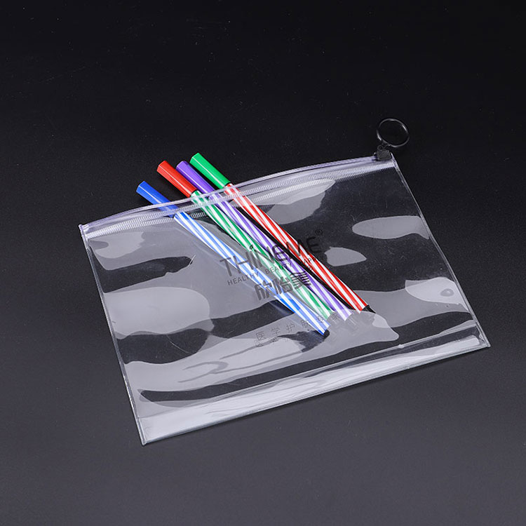 Sacos zip transparentes de PVC com fundo