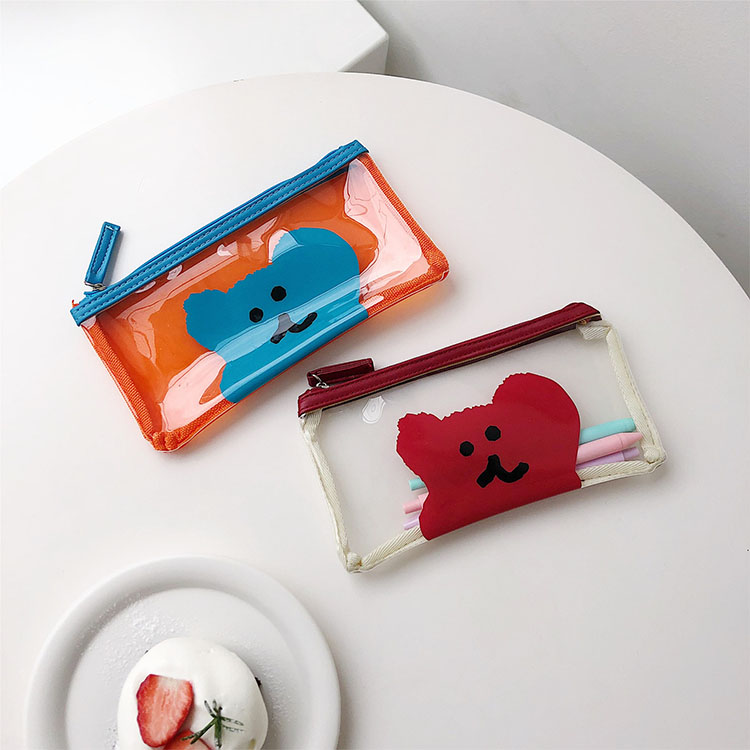 bolsa de lápis fofa com zíper escolar
