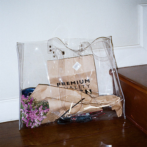 bolsa de compras transparente em pvc com gelatina
