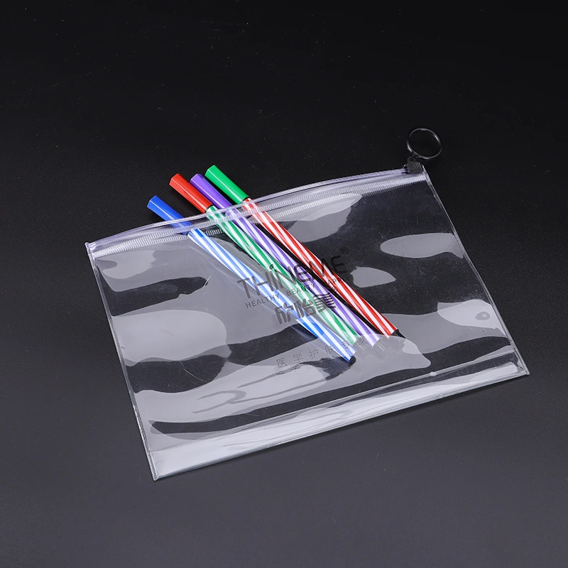 Saco transparente com zíper de PVC conveniente
