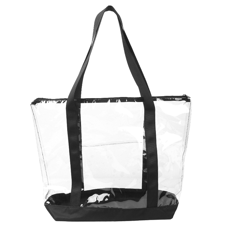 Bolsa feminina impermeável com zíper em PVC transparente