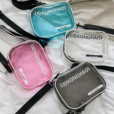 saco plástico crossbody com geléia com zíper